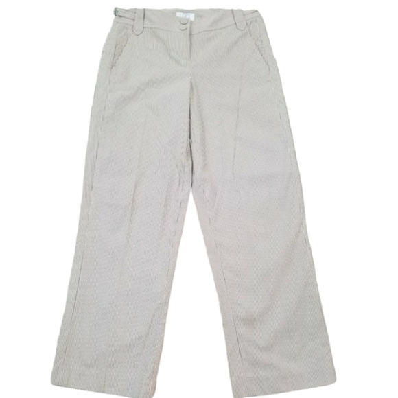 ANN TAYLOR LOFT~Women's Size 2P Petite~White/Brown Striped Cotton Capri Pants. - Picture 4 of 10